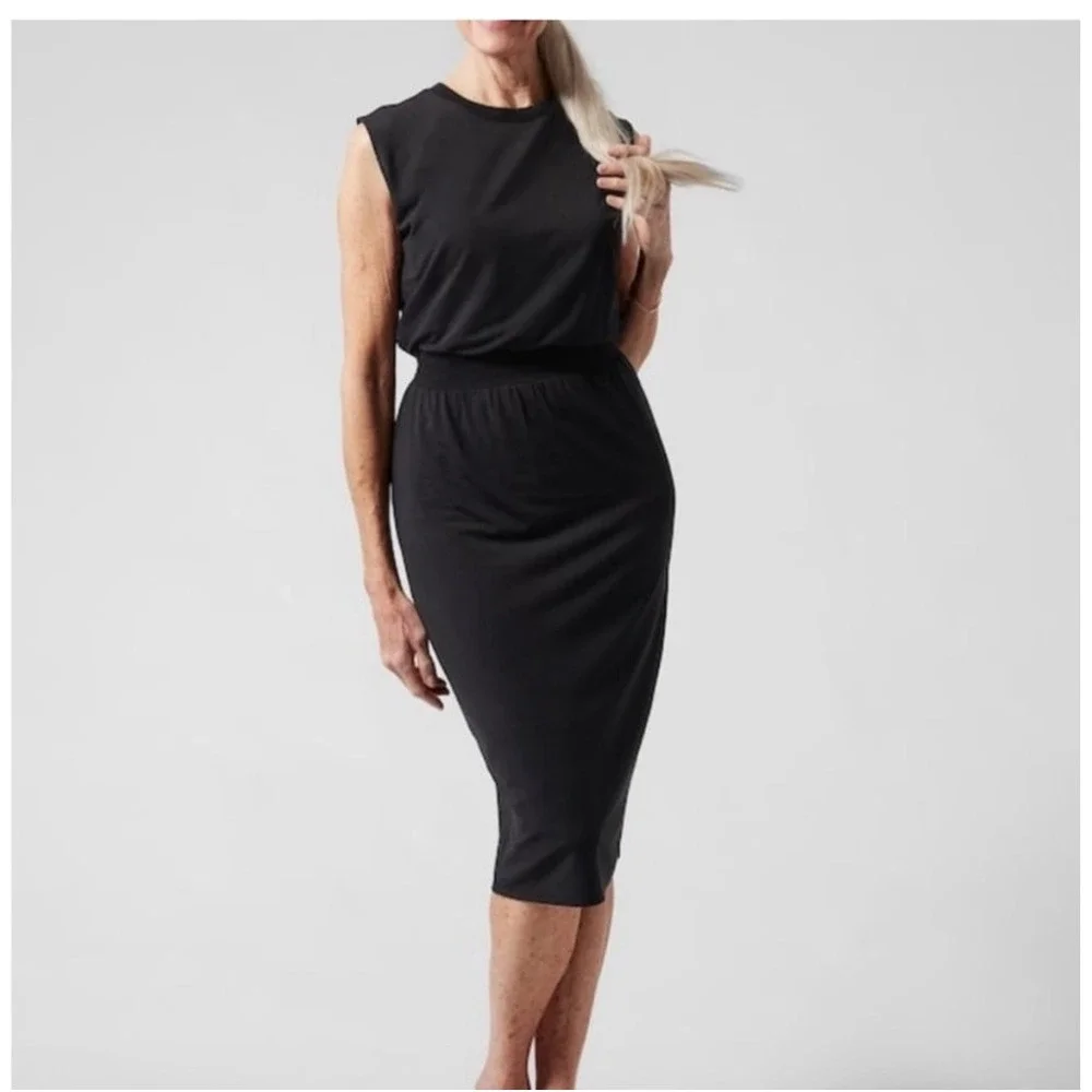 Athleta Santorini Cinch Dress‎ Black Small Pre-loved, 0007 B1 - Picture 2 of 15